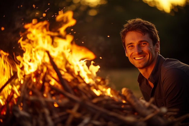 Photo l'homme avec le feu d'allumette