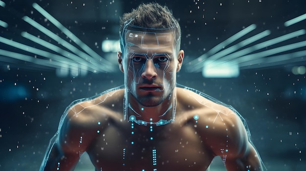 Un homme de fitness utilisant un scanner sportif