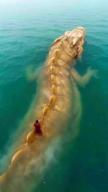 Un homme flottant sur une vaste étendue d'eau