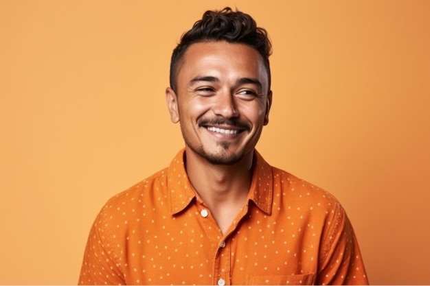 un homme sur un fond de couleur unie avec une expression faciale souriante ai généré des illustrations