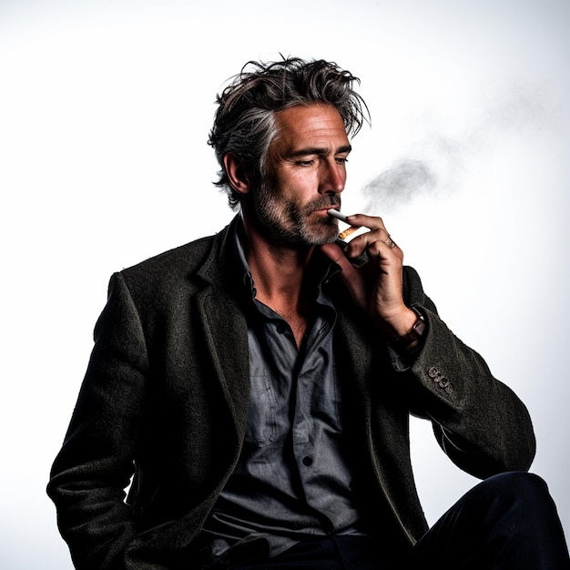 Photo homme fumeur fumeur de cigarettes mode de vie tabac santé addiction masculine habitude à la nicotine malsaine