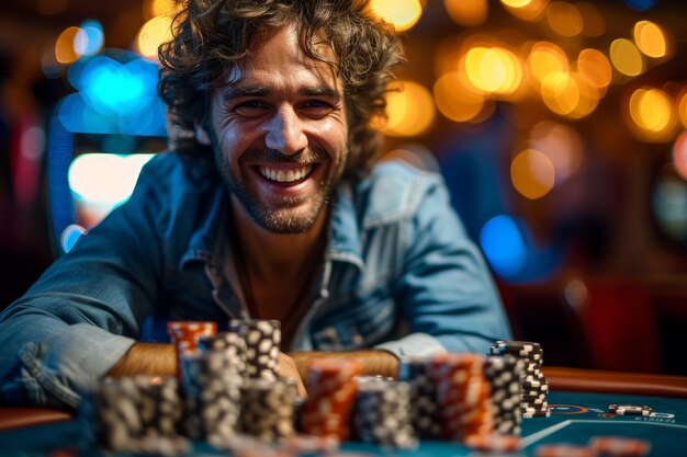 L'homme gagne au casino.