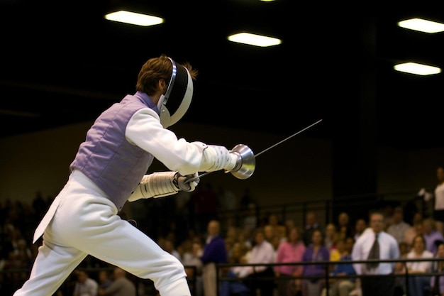 Photo un homme en gilet violet joue au tir à l'arc.