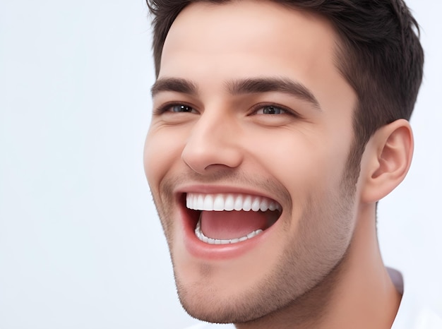 un homme avec un grand sourire a des dents blanches