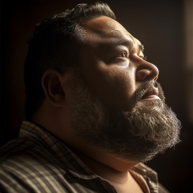 Un homme gras avec une barbe élégante