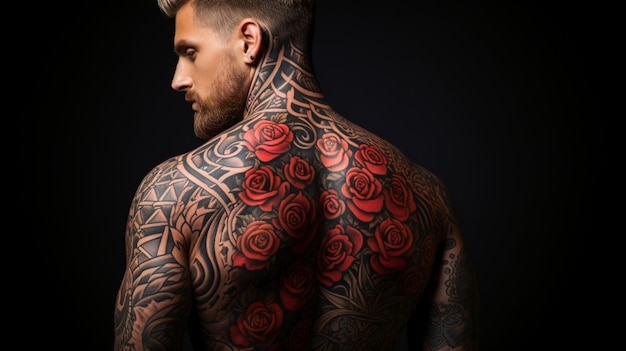 L'homme avec le gros tatouage par derrière