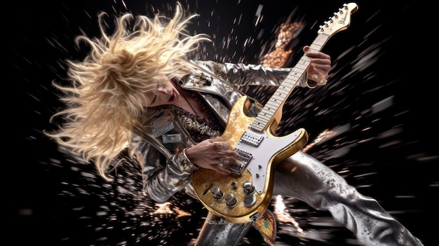 Photo un homme avec une guitare sur le visage joue de la guitare.