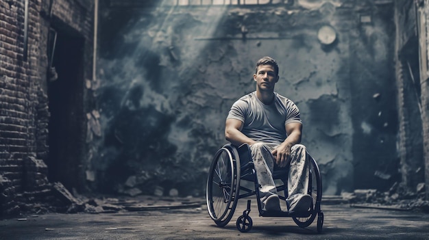 Homme handicapé en fauteuil roulant faisant de l'exercice