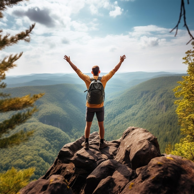 L'homme heureux sur la montagne