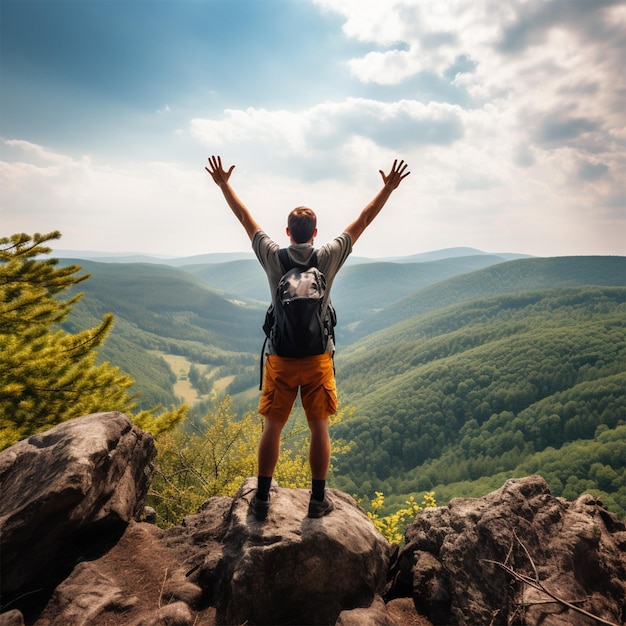 L'homme heureux sur la montagne