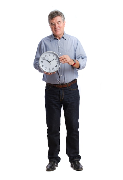 Homme avec une horloge