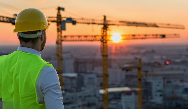 Photo homme ingénieur avec casque jaune