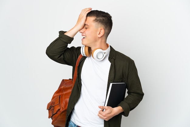 Homme jeune étudiant caucasien isolé