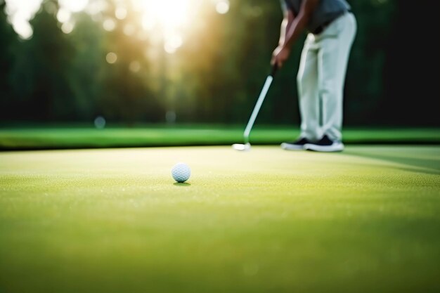 Un homme jouant au golf sur un parcours de golf