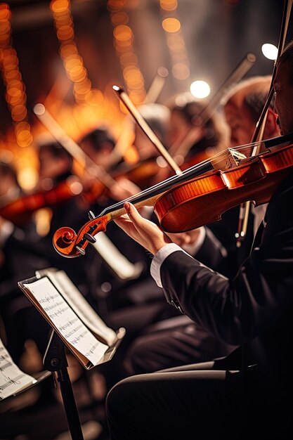 un homme jouant du violon devant un piano avec un instrument de musique sur le dessus