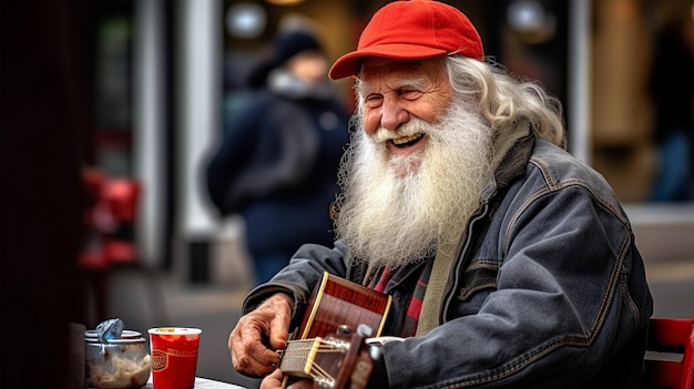 Un homme jouant de la guitare généré par l'IA