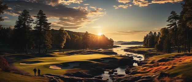 Un homme joue au golf.