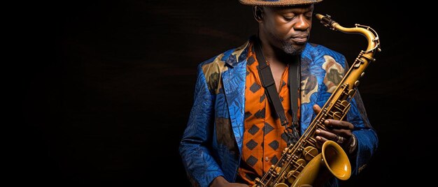 Photo un homme joue du saxophone dans une pièce sombre