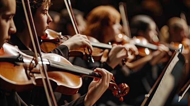 Photo un homme joue du violon devant un groupe de personnes