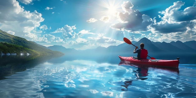 Photo homme en kayak ia générative