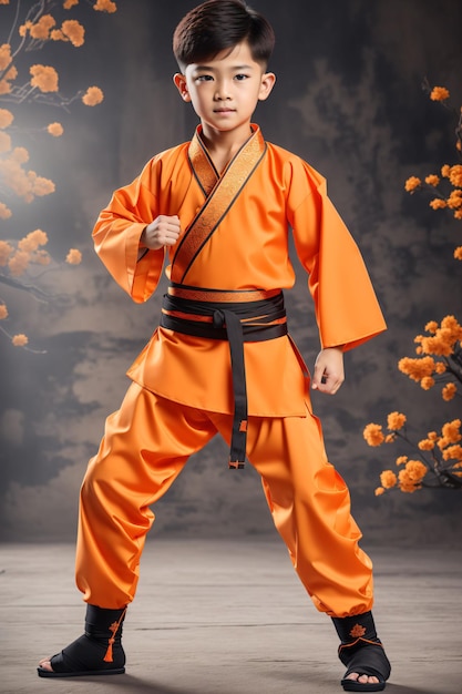 Un homme en kimono orange