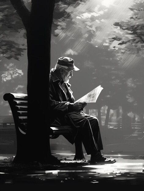 un homme lisant un livre dans un parc avec un homme lisant un livre.