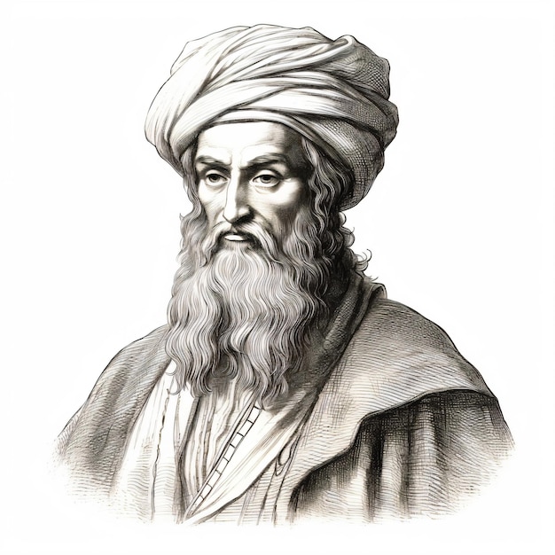 un homme avec une longue barbe et un turban