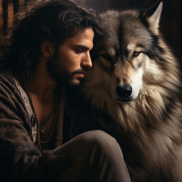 Photo un homme avec un loup