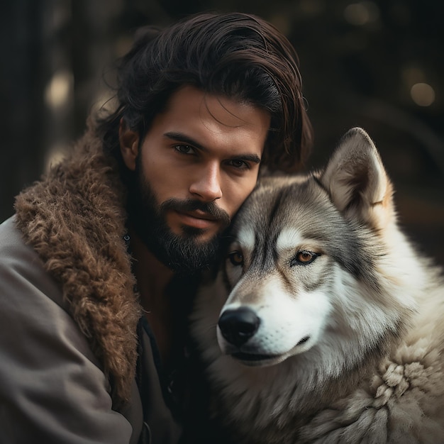 Photo un homme avec un loup