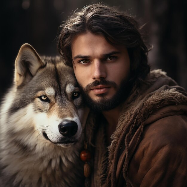 Photo un homme avec un loup