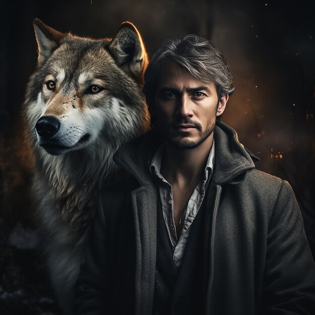 Photo un homme et un loup