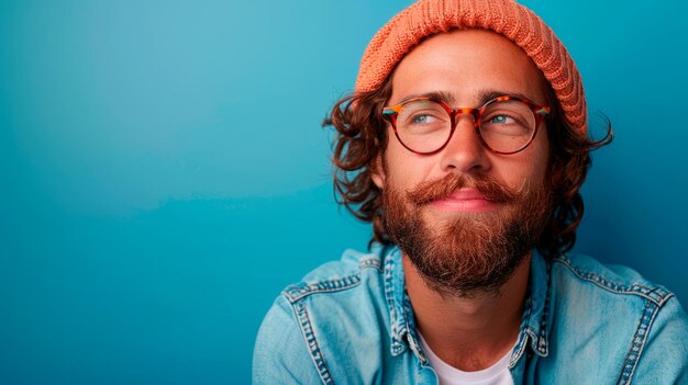 Photo un homme avec des lunettes à barbe et une ia générative