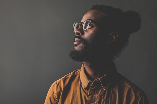 Un homme avec des lunettes et une barbe regarde la caméra.