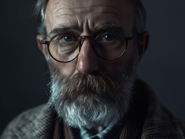 Un homme avec des lunettes et une barbe