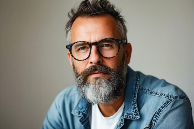 Un homme avec des lunettes et une barbe