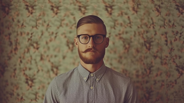 Un homme avec des lunettes et une chemise qui dit sim a gent