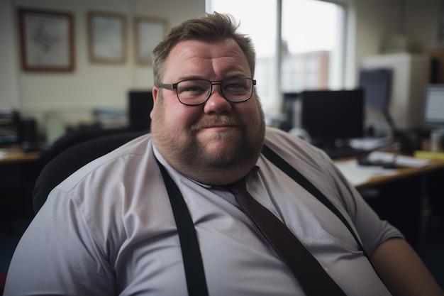 un homme avec des lunettes et une cravate assis dans un bureau