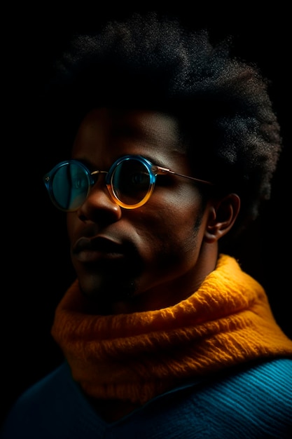 Un homme avec des lunettes et un pull jaune