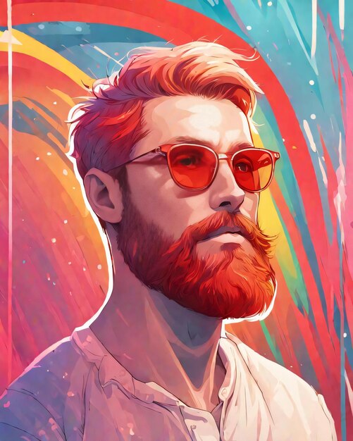 Photo un homme avec des lunettes de soleil et une barbe porte une chemise qui dit 