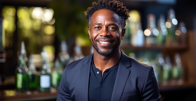 Homme à lunettes souriant au bureau