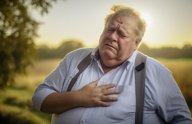 Photo homme malade souffrant de symptômes de maladie cardiaque
