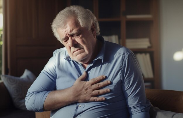Homme malade souffrant de symptômes de maladie cardiaque