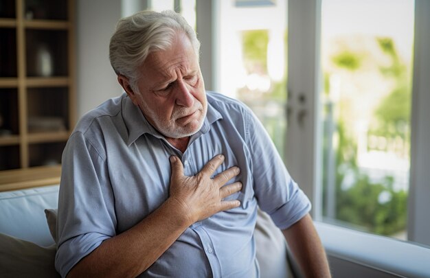 Homme malade souffrant de symptômes de maladie cardiaque