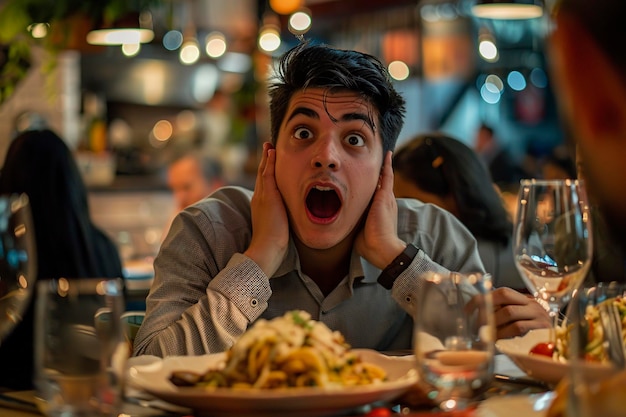 Un homme mange à table