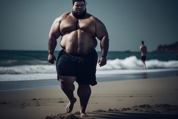 Homme marchant sur la plage le jour Generative AI