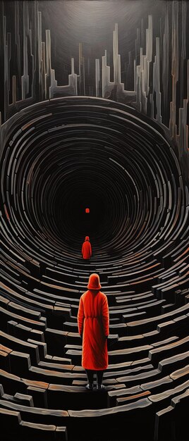 Un homme marche dans un tunnel d'eau.