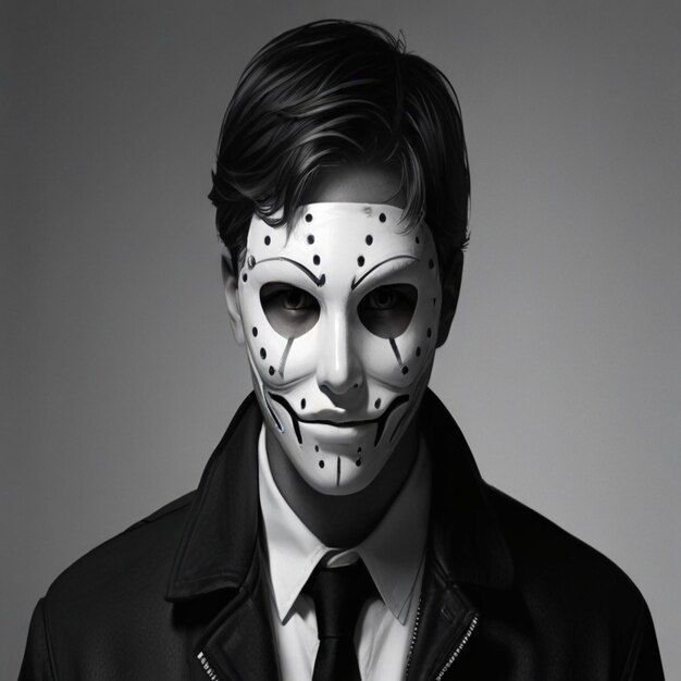 Photo un homme avec un masque qui dit 