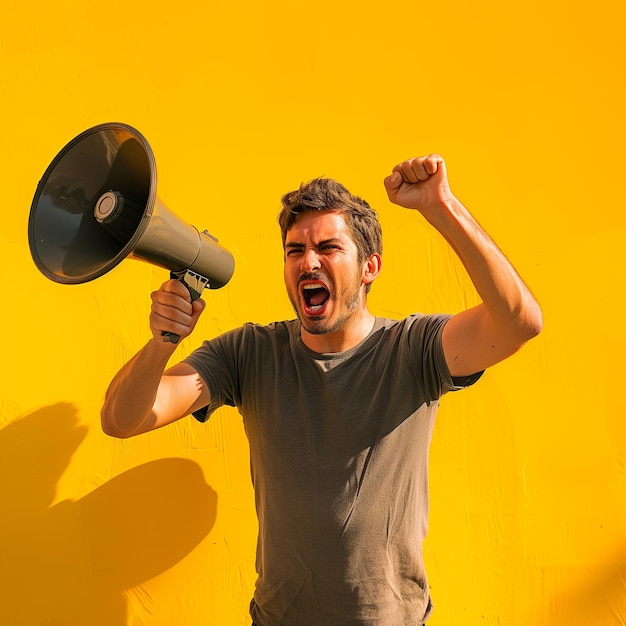 Photo un homme avec un mégaphone