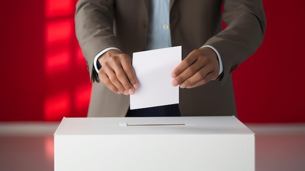 Un homme met un bulletin de vote dans l'urne