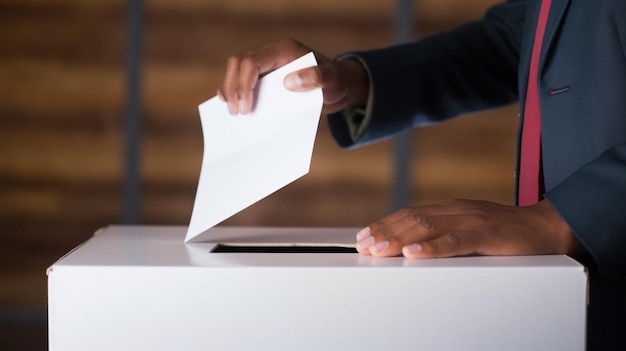 Un homme met un bulletin de vote dans l'urne